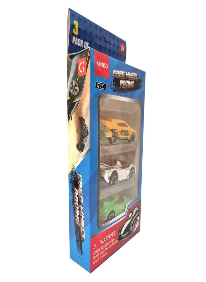 MINISO Free Wheel Cars Pack of 3 (WH+YL+GR) - Image 3